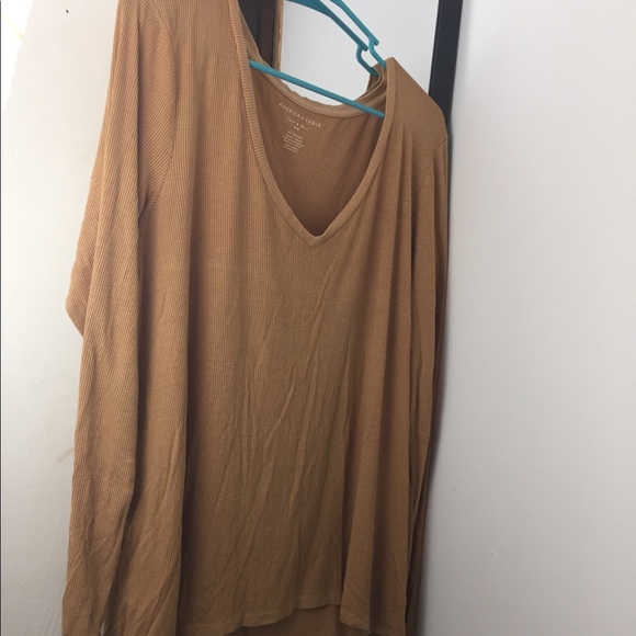 American Eagle Yellow Ribbed Long Sleeve Shirt - Picture 3 of 3